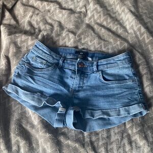 H&M Blue Jean Shorts with Frayed Hem and Distressed Look
